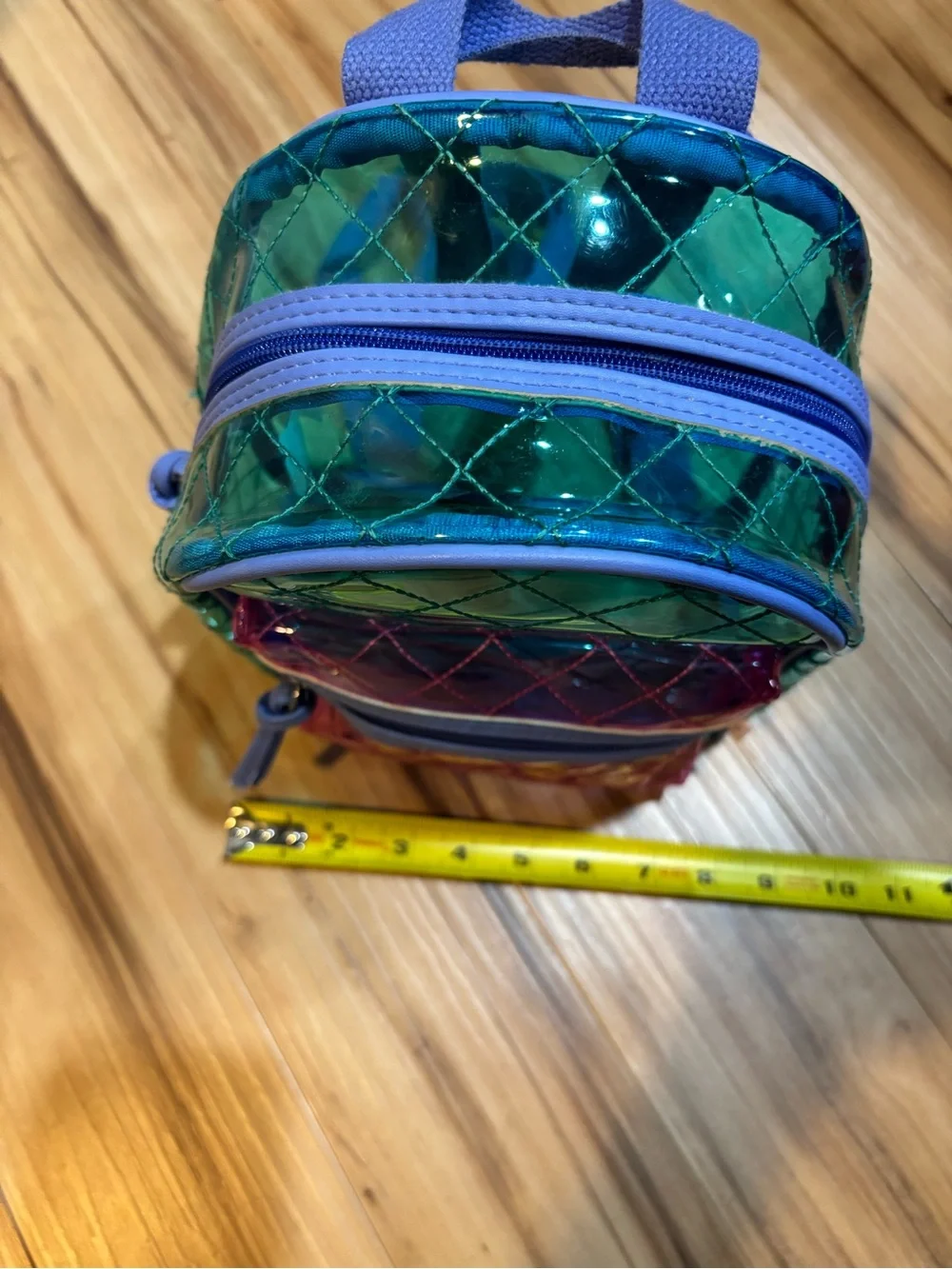 Kids Teal Iridescent Transparent Backpack Carry Loop & Adjustable Straps Retro